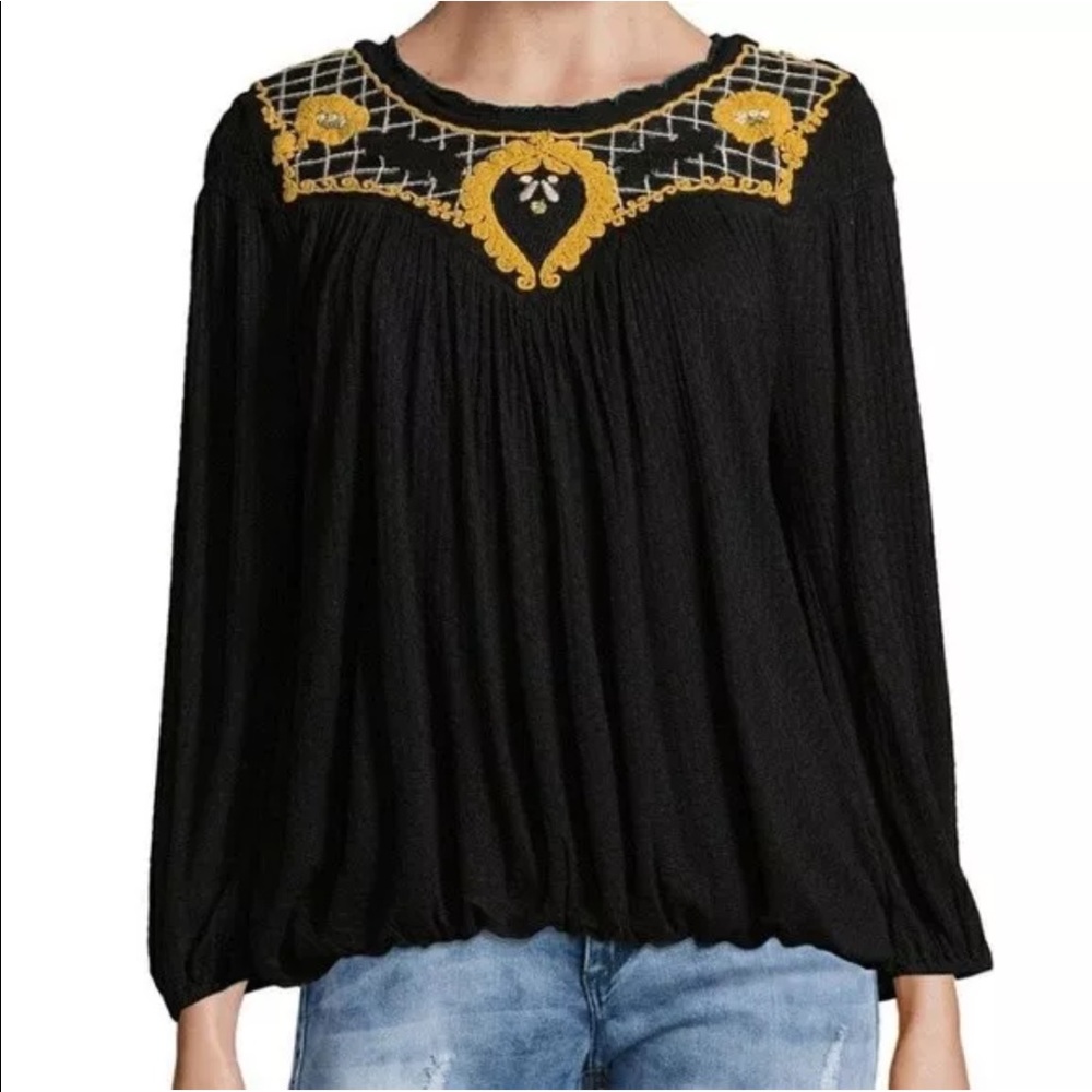 Free People begonia embroidered top